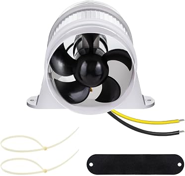 Pactrade Marine Turbo In-Line Blower Fan - 4 Inch Inline Fan Black/White - 200 CFM, 12V DC - Compact, Waterproof Bilge Blower for Boats, RVs, Off-Grid, Limited-Space Systems