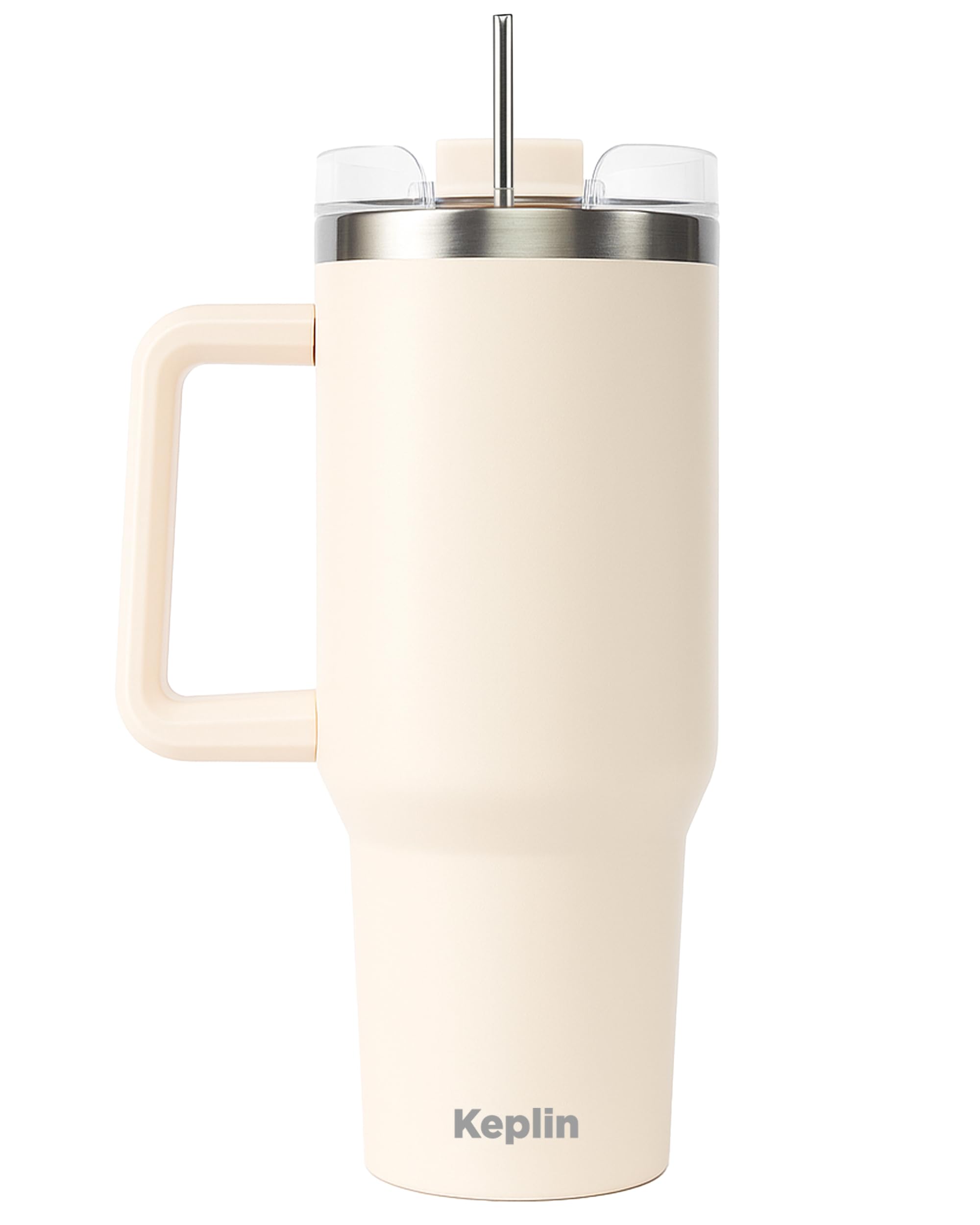 Keplin Tumbler 40 Oz With HandleStainless SteelCream White from B&Q