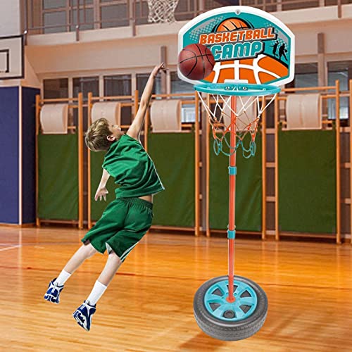 Cesta de Basquete Infantil Altura Ajustável - Brinquedo de jogo de basquete para crianças com pólo a