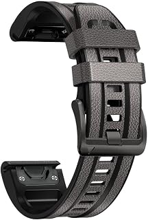 Wscebck Pulseira de relógio de couro de silicone 22 26mm para Garmin Fenix 6X 6 Pro 7X 7 5X 5 Plus Epix 3HR 945 Smartwatch Pulseira de liberação rápida (Cor: Q, Tamanho: 22mm para Epix)