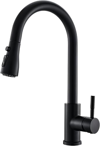GIMILI Matte Black Pull Down Kitchen Faucet with 3 Spray Modes, 360 Swivel & 304 Stainless Steel