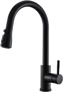 GIMILI Black Kitchen Faucet with Pull Down Sprayer Single Hole Kitchen Sink Faucet Suitable for Farmhouses RV Laundry Room Outdoor and Campers