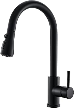 GIMILI Black Kitchen Faucet with Pull Down Sprayer Single Hole Kitchen Sink Faucet Suitable for Farmhouses RV Laundry Room Outdoor and Campers
