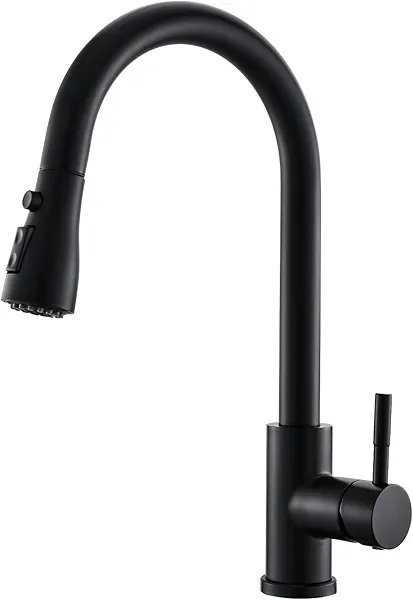 GIMILI Black Kitchen Faucet with Pull Down Sprayer Single Hole Kitchen Sink Faucet Suitable for Farmhouses RV Laundry Room Outdoor and Campers