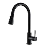 GIMILI Black Kitchen Faucet with Pull Down Sprayer Single Hole Kitchen Sink Faucet Suitable for Farmhouses RV Laundry Room Outdoor and Campers