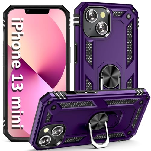 ADDIT i Phone 13 Mini Case, for iPhone 13 Mini Case,with Kickstand Ring,Adjustable Stand,Military Grade,Heavy Duty Protection,Shockproof,Anti-Fingerprint,Support Magnet Car Mount,Purple