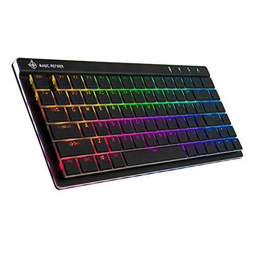 Guanwen Wired/Wireless Bluetooth Mechanical Gaming Keyboard, RGB Backlit Ultra-Thin Metal Ergonomic Multimedia USB Keyboard for PC Laptop Computer (Color : Black)