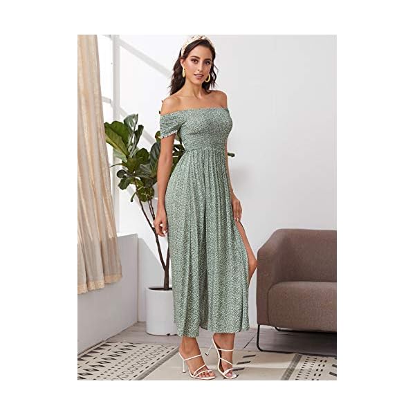 Floerns-Womens-Boho-Floral-Print-Off-Shoulder-Split-Long-A-Line-Dress Floerns Women's Boho Floral Print Off Shoulder Split Long A Line Dress A Green S