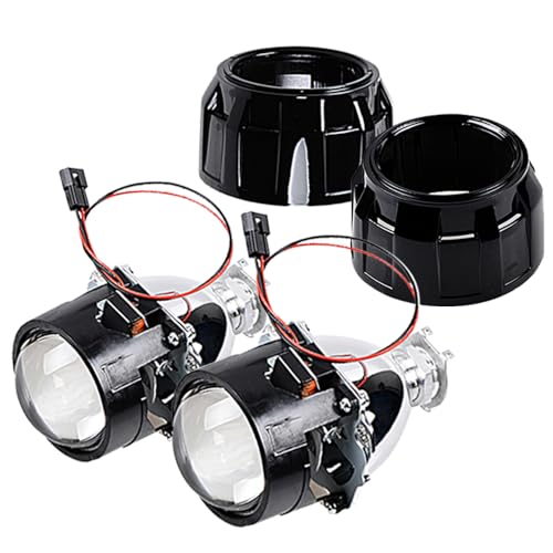 Image of AutoXcessori 2PCS Bi-Xenon High Low Beam Switching Mini 2.5" Projector with Accessories Retrofit for H1 H4 H7 H11 9005 9006 9007 H13 HID - Glass Clear Lens, Metal Housing, Black ABS Shrouds