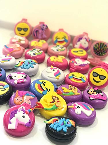 Image of Crackles Small Folding Pocket Soft Hair Brush Comb with Mirror for Travel and Little Girls for Birthday Return Gift Random Colors and Designs (Set of 5)