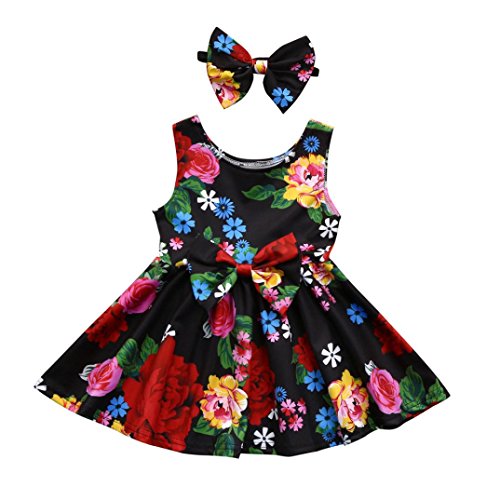 Baby Girls Summer Dress,Boomboom 2018 Baby Girl Floral Bowknot Princess Party Beach Dresses (24M, Multicolor)