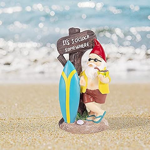 JelyArt Miniature Sculpture Outdoor Garden Statue, Resin Surfing Dwarf Outdoor Ornament Figurine Plant Garden Swimming Pool Beach Christmas Decor Cover