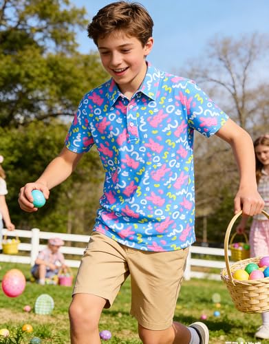 westwolf Easter Day Boys Polo Shirt Cute Rabbit Blue Golf Short Sleeve 5 Years 6 Years Kids Cool School Uniform Active Clothes - image 4