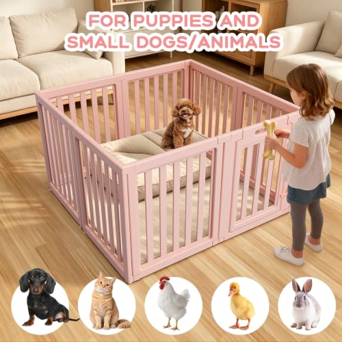 Image of Dog Playpen Indoor,Puppy Playpen,Pink 23.6 inch H,8 Panels | Dog Play Pen Indoors with Open View,Tool-Free Setup,Multi-Shape Setup,Dog Pen for Dogs,Cats & Puppies