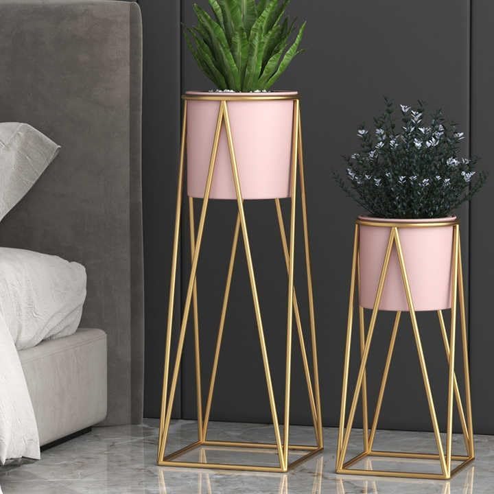 Zar Metal Planter Stand And Pot Set Of 2 Indoor Planter Stand Perfect For Home Living Room,Bedroom And Garden Decoration(Size:20,15 Inches)(Pink/Golden). (B0CV9LS644) Amazon Price History, Amazon Price Tracker