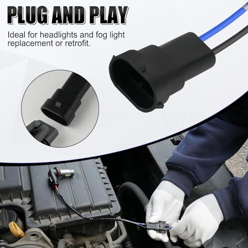 image for iBrightstar H11 H9 H8 880 881 Male Nylon Adapter Wiring Harness Socket
