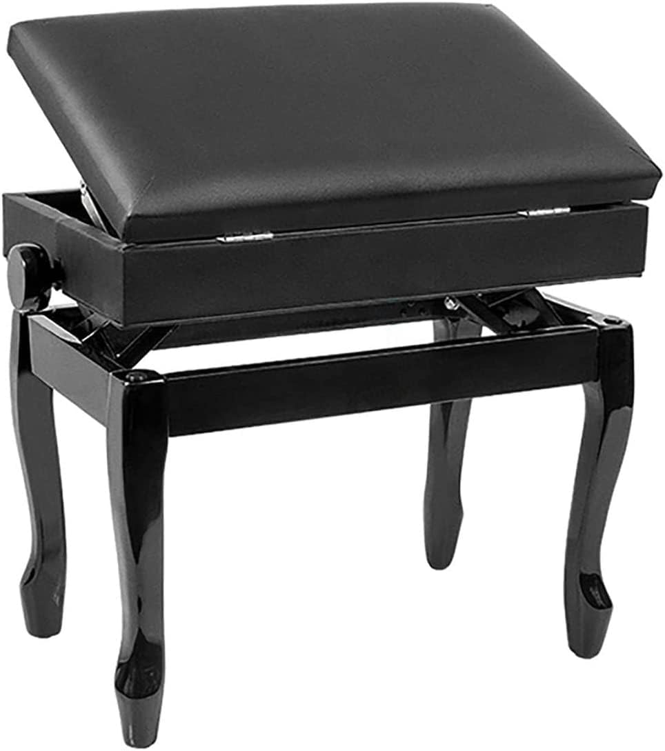 Ława do pianina, regulowana wysokość 10CM, ława do klawiatury solo (mahoń, tek, (czarny))