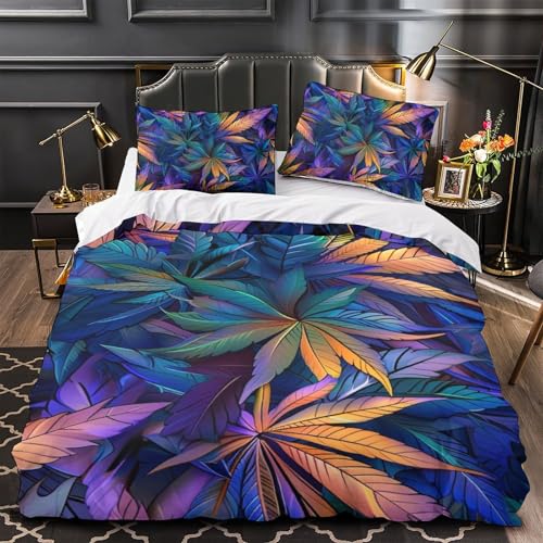 Parure de lit imprimé 3D feuilles, le cadeau utile pour lit d'enfant et ado
