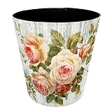 Scakbyer 10L Wastebasket Retro Decorative Trash Can Waterproof PU Leather Wastebasket Without Lid fo