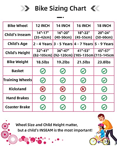 Joystar Paris Bicicleta feminina para crianças de 3 a 9 anos de idade, bicicleta infantil com rodinh