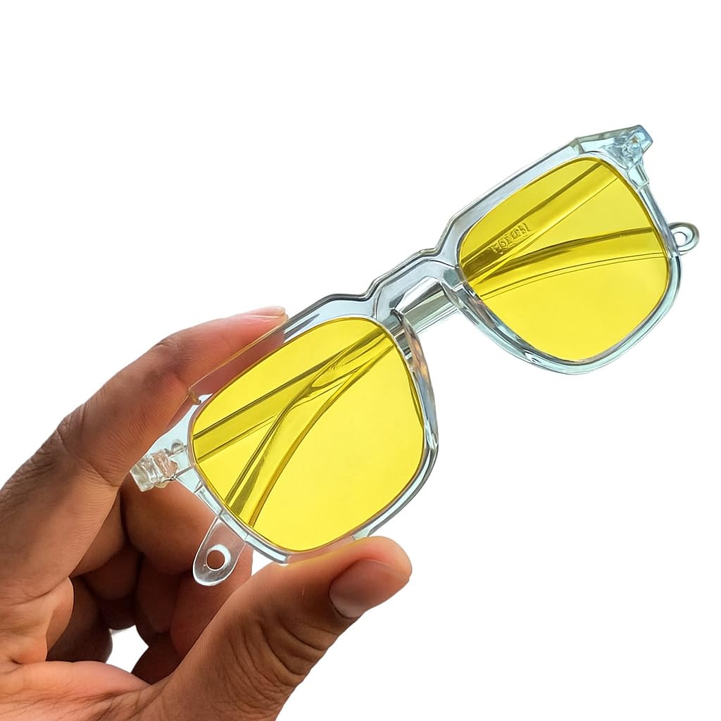 Fashion Modern Stylish Transparent Frame Yellow Shades with Advanced UV Protection - Stylish Eyewear for Men and Women-image-14