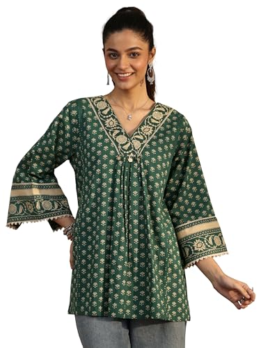 Image of Libas Printed Cotton A-Line Kurti for Women