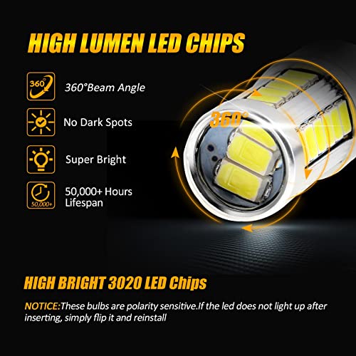 Auxbeam 7440 Led Backup Reverse Light Bulb, Super Bright White T20 7440 W21W Led Bulbs For Backup, Reverse Light, 33-Smd Led Chipsets With Projector, Pack Of 2 #TOP2