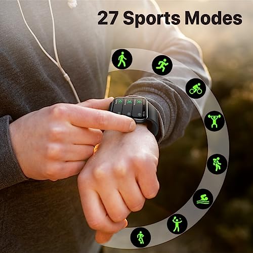 Image of Promate Xwatch-B18 Fitness Smart Watch, 1.8 inch Display Bluetooth Calling, IP67 Water Resistant, Voice Assistant, 15 Days Battery Life, 27 Sports Modes, Real-time HR Monitor, 100+ Watch Faces (Black)