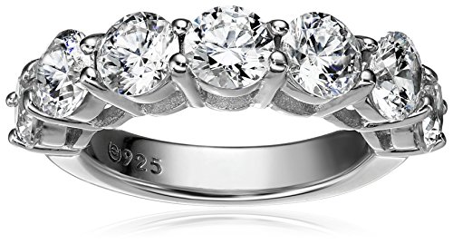Amazon Collection Platinum-Plated Sterling Silver 7-Stone Ring made with Swarovski Zirconia (3 cttw), Size 5