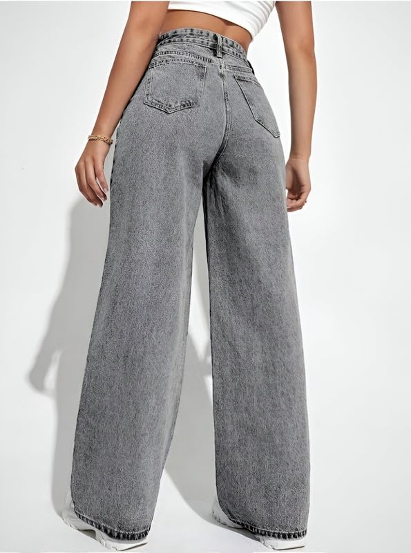 Image of Ben Martin Women High Rise High Waist Stretchable Baggy Oversized Loose Fit Casual Wear Denim Jeans