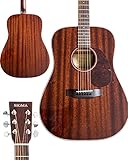 SIGMA 41” Acoustic Guitar, Dreadnought, 4/4 Full-Size, with Name Brand EXP16 Strings, Solid Mahogany Top, Natural Gloss, Mahogany Back & Sides, Right(30D)