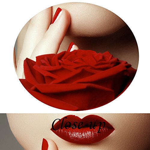 Image of KREATIVE ARTS 3 Piece Canvas Print Beauty Fashion Woman Portrait with Red Rose Flower Red Lips and Nails Wall Art Luxury Makeup and Manicure Poster Framed Art Work for Spa Salon