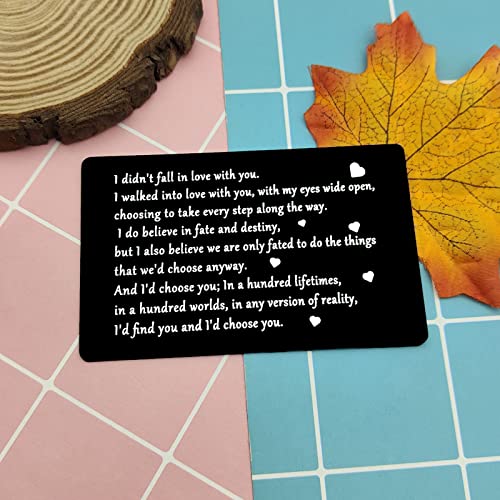 Valentine\'s Day Gift for Boyfriend Wallet Insert Card for Husband Aniversary Card Gift for Fiance Wedding Gift for Men Birthday Gift for Him Engraved Wallet Card Deployment Gifts I Love You Card - Thumbnail 6