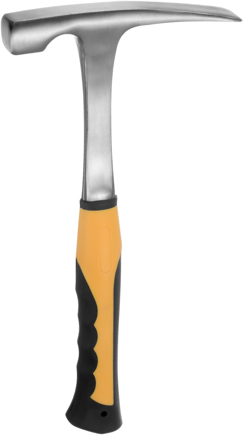 HARFINGTON Rock Hammer 32oz 13inch Flat Head Anti-Slip Shock-Proof Handle Geology Hammer Brick Rock Pick Masonry Hammers for Geological Study Exploration Mining Masonry, Yellow Black