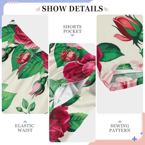 J JOYSAY Blooming Roses Foliage Ivory Pajamas Pants Soft Long Pajama Bottoms Lounge Sleep Pants Size S-XL4