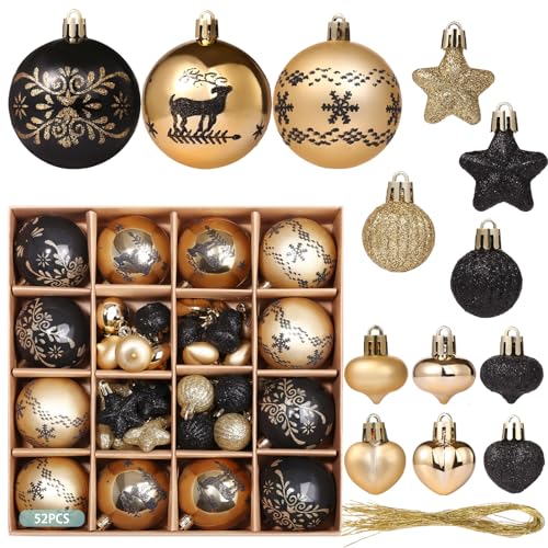 Kesote Weihnachtskugeln Gold Christbaumkugeln Schwarz 52er...