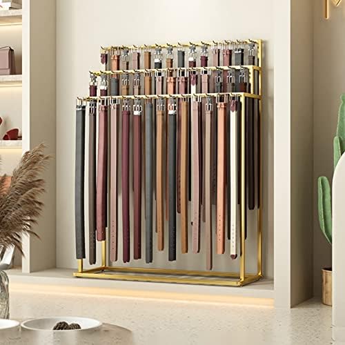 Gold Belt Display Stand - Free Standing Storage Rack for Ties, Scarves, Handbags & Trousers - Multifunctional Retail Organizer for Boutiques & Shops - Size: 60x