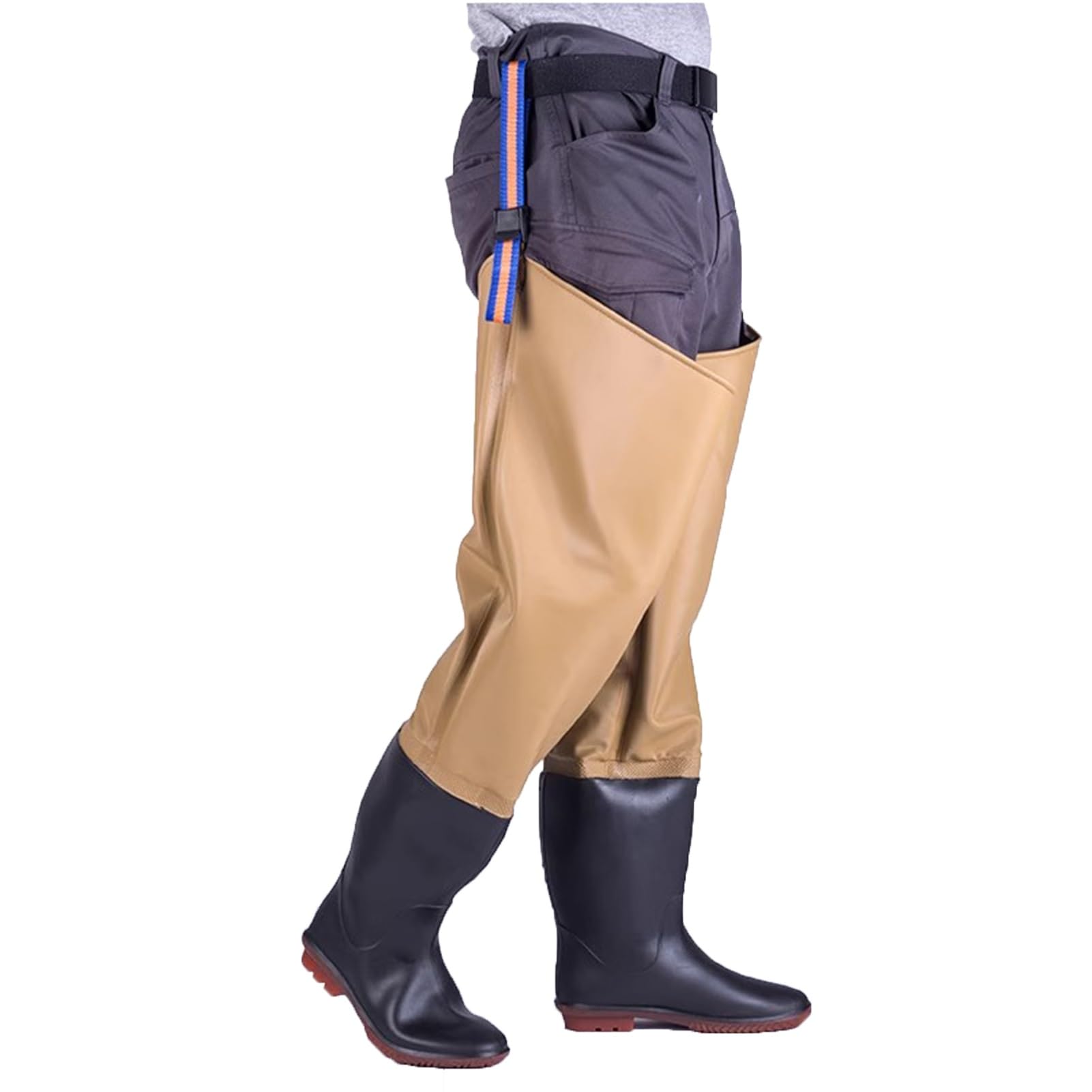 IBOWZ Vadeadores de Pesca Botas de Pesca de PVC hasta la Rodilla. Botas de Caza con vadeo hasta la Rodilla de 80 cm/31,5 Pulgadas. con Hebilla de Bloqueo Ajustable.