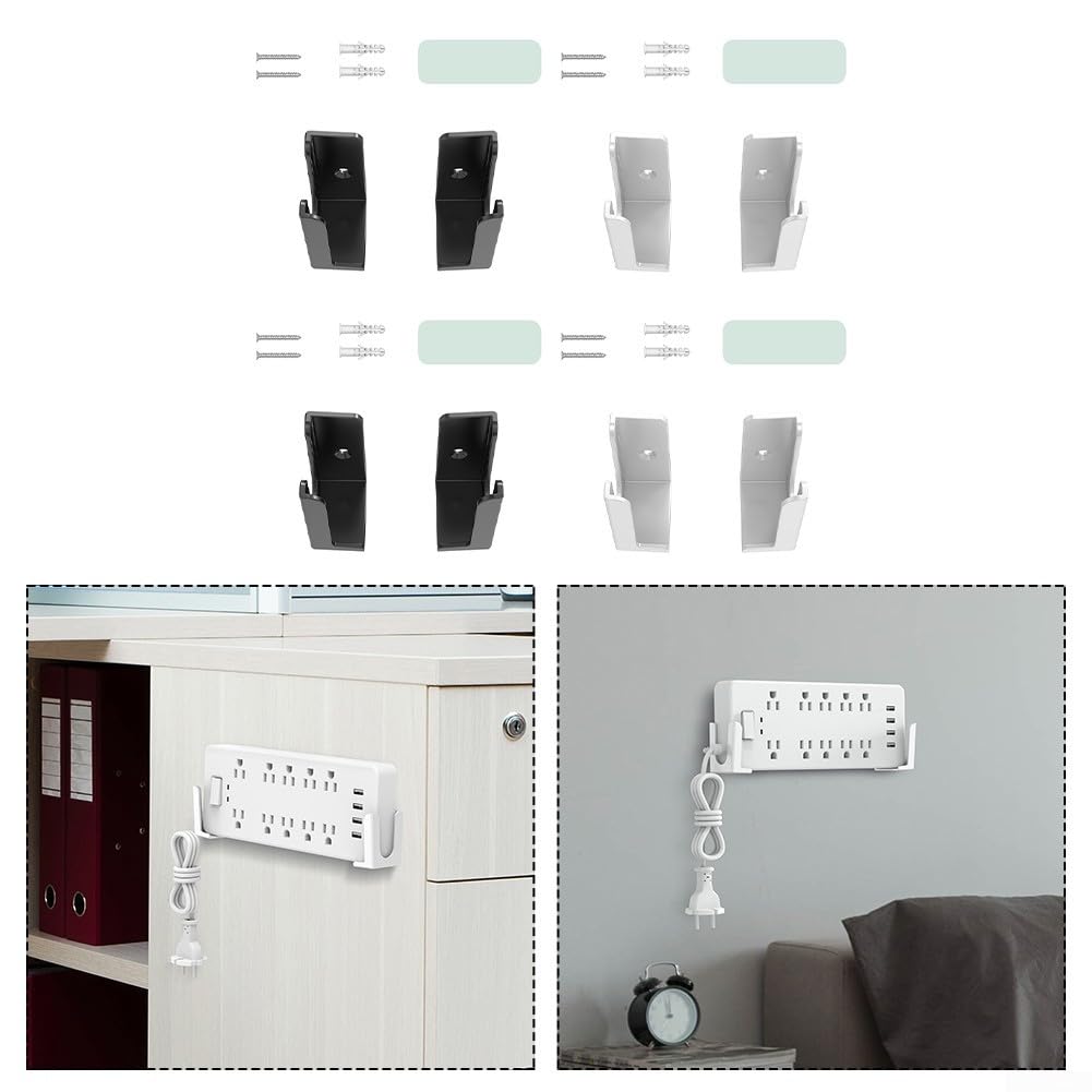 Supporto da parete per ciabatta, 2 set, installazione punzone per casa, ufficio e dormitorio, design salvaspazio (bianco)