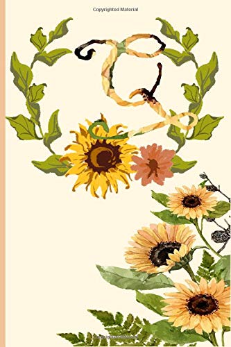 yellow sunflower journal Monogram Q: beige pink Notebook Initial Letter Q yellow sunflower journal Monogram Q Lined Notebook Journal beige pink ... gift , birthday gift idea, mother´s day