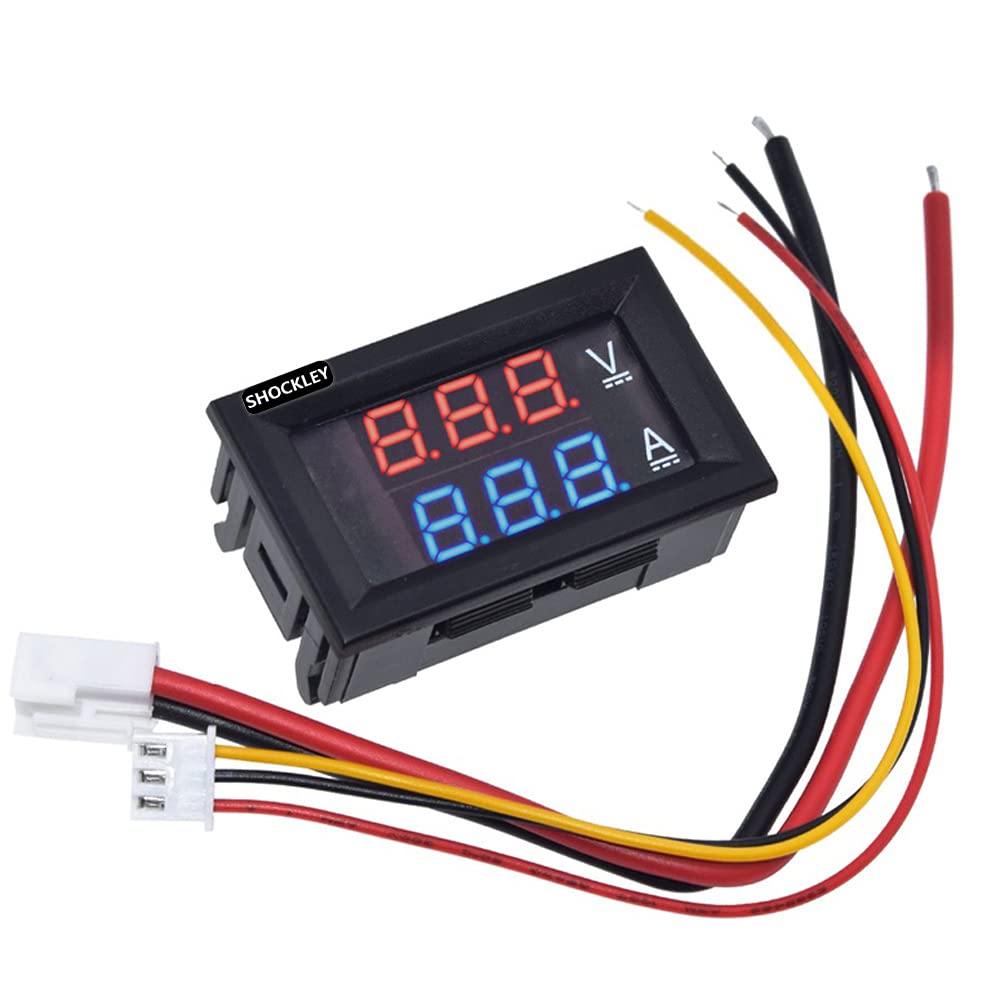 Shockley LED Voltmeter Ammeter, Red and Blue Digital Multimeter Display Voltage Current Tester,DC 0-100V 10A Detector Voltage Current Meter Panel Amp Volt Gauge (Pack of 1)-picture-21