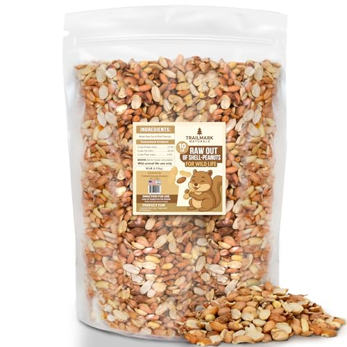 10 LB - Raw Shelled Peanuts For Squirrels, Out of Shell Peanuts For Birds and Wildlife- Squirrel Food, Wild Bird Seed -Grown in The USA