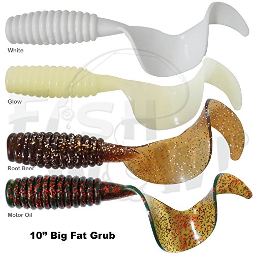 Fish WOW! 4pcs 10" with Curly Tail Extended Perch Grub Soft Lure