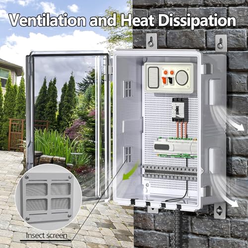 Image of ABS Electrical Junction Box, Ventilated Design, Cable Grommets, IP65 Waterproof Enclosure, Indoor /Outdoor Use with Mounting Panel (Clear Cover, 19.7 inchx15.7 inchx7.9 inch)