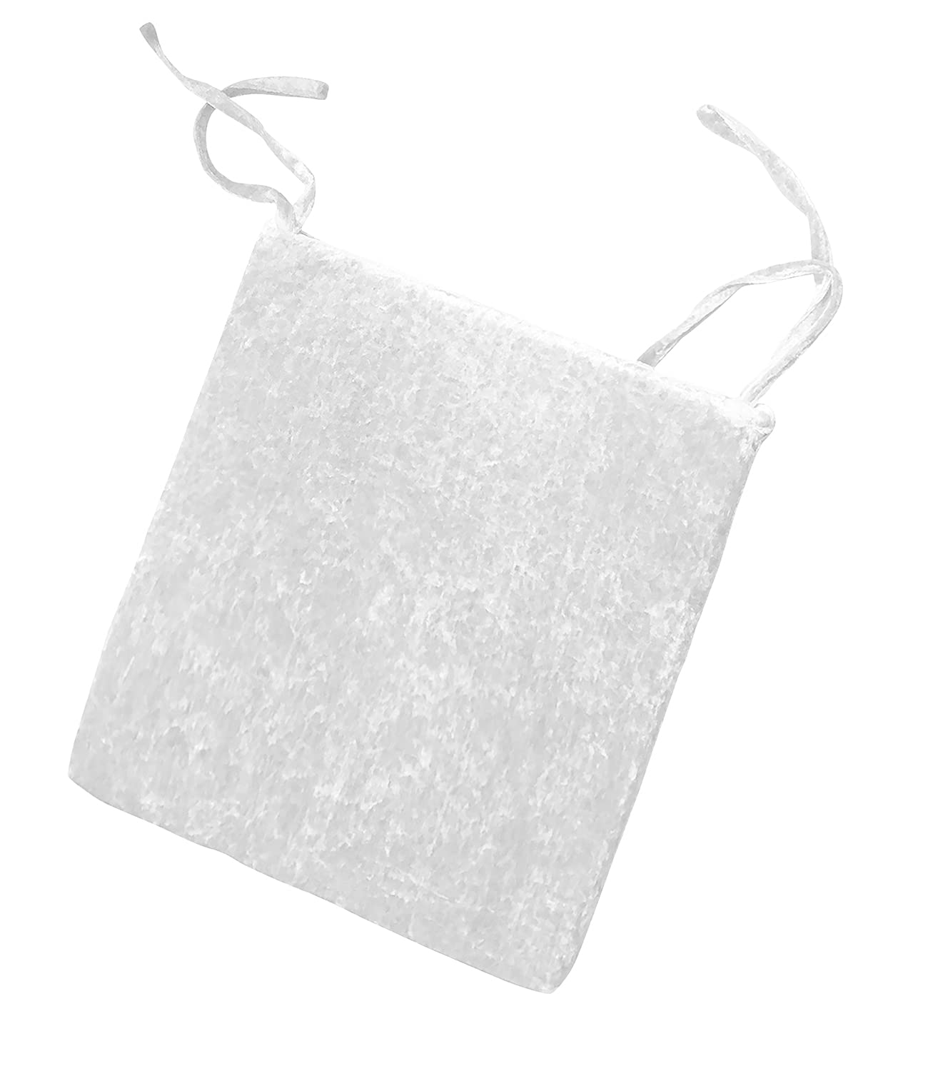 HOMES-LINEN Luxury Crushed Velvet Filled Foam Seat Pad Chair Cushions With Ties Chair Seat Pads Removable Dining Garden Chair Cushion Pads (White, 1) โ image 1