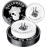 WONDERFUL - 60 platos desechables de Halloween resistentes para fiesta de Halloween, diseño de calavera blanca y esqueleto negro, decoraciones de fiesta aterradoras para fiestas, incluye 30 platos de