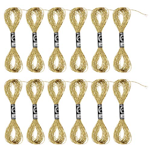 18 Stück Glitzerwolle Gold - Stickgarn Für Freundschaftsbänder & DIY Projekte