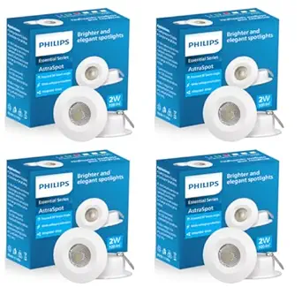 PHILIPS 2W LED Light, Warm White (58914) Flanged Bulb Base, Pack of 4