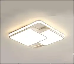 Luminária De LED De Sobrepor Quadrada Bivolt 32W 3 Em 1 Com Luz Central Dupla (Branco)