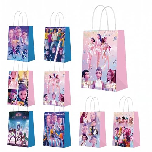 12 Pcs Demon Movie Hunters Party Gift Bags Gift Bags With Handles Suitable for Birthday Party Decorations Whether Used as A Goody Bag for Parties or as an Everyday Storage Bag its the Perfect Choice